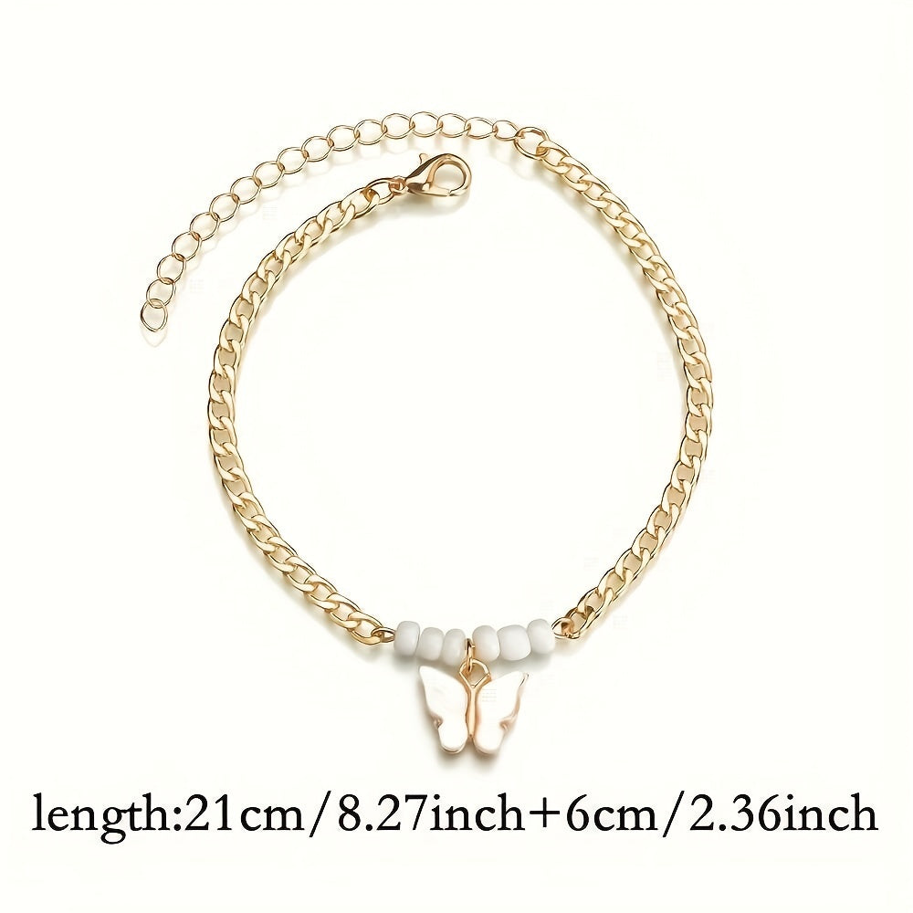 Beach Butterfly Acrylic Anklet Bracelet for Women