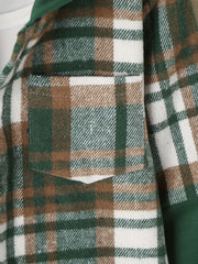 Boys Plaid Shirt Long Sleeve Button Down Hooded Top