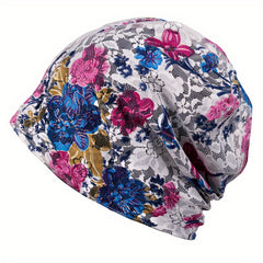 Floral Print Baggy Slouchy Beanie Chemo Cap Lightweight Skullies Cap