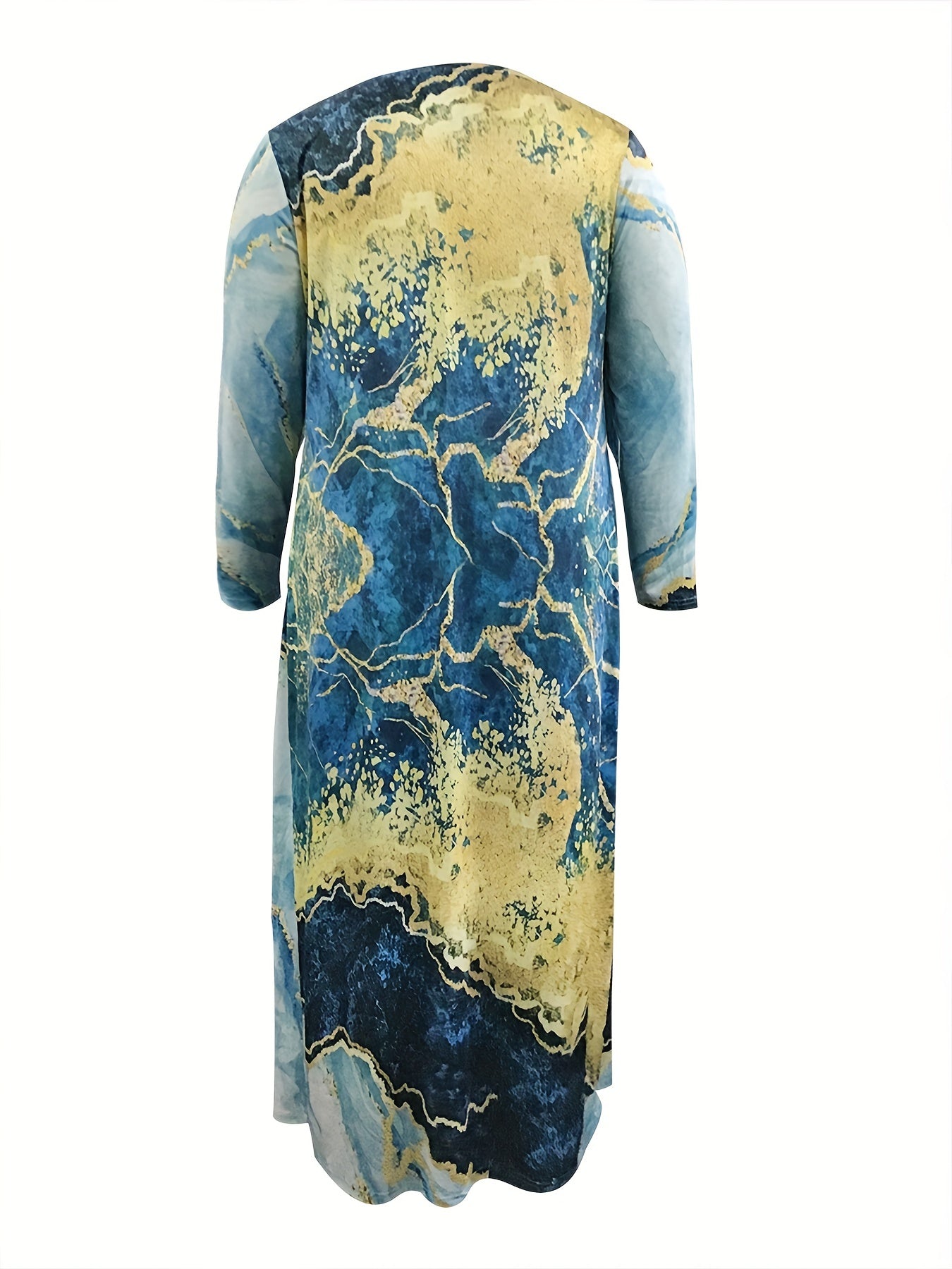 Women's Plus Tie Dye Tube Dress and Long Sleeve Coat Set