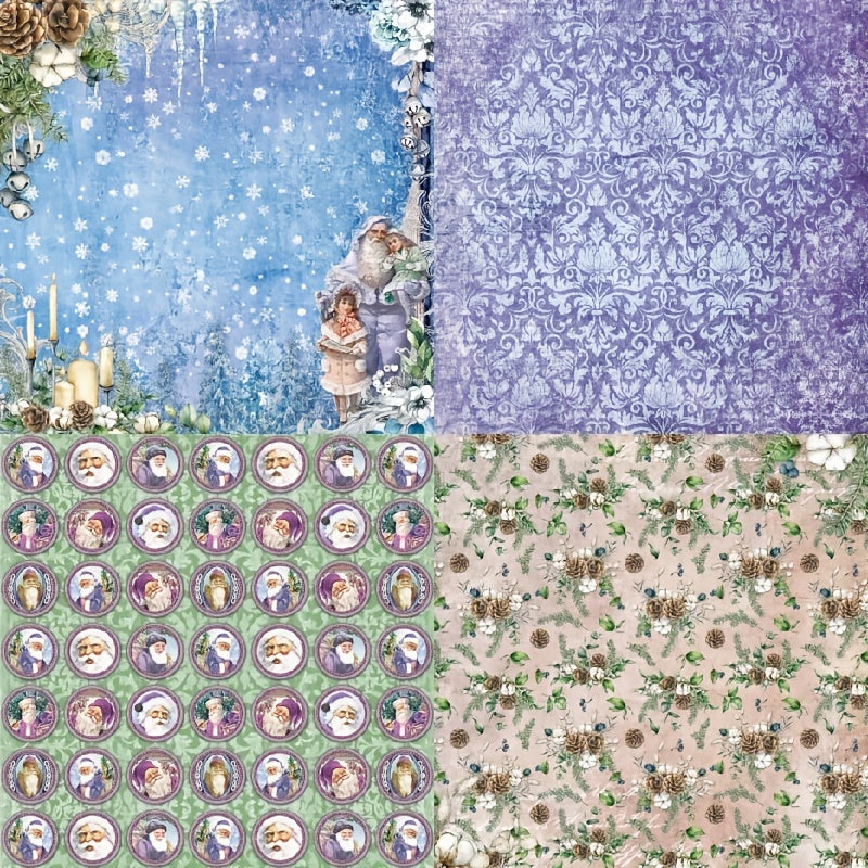 24pcs Christmas Festive DIY Photo Album Wrapping Paper Clips Book Stickers