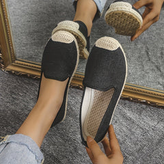 Women's Espadrille Flat Shoes Breathable Soft Sole Slip On Canvas Shoes