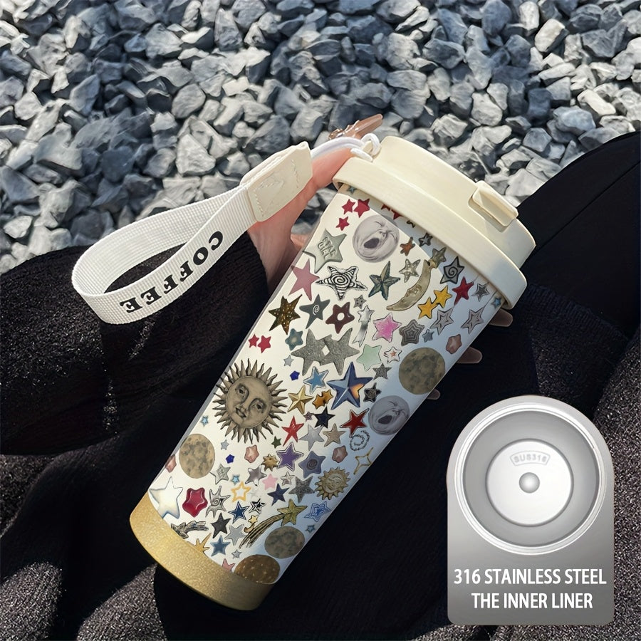 530ML Star Sun Face Coffee Mug Thermal Insulation Dual Drinking Mug for Students