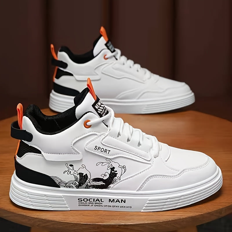 Men's Non-Slip Casual Skate Shoes with Microfiber Leather Uppers