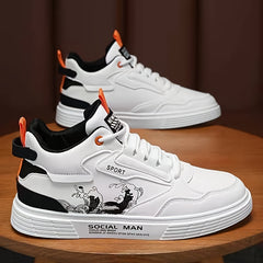 Men's Non-Slip Casual Skate Shoes with Microfiber Leather Uppers