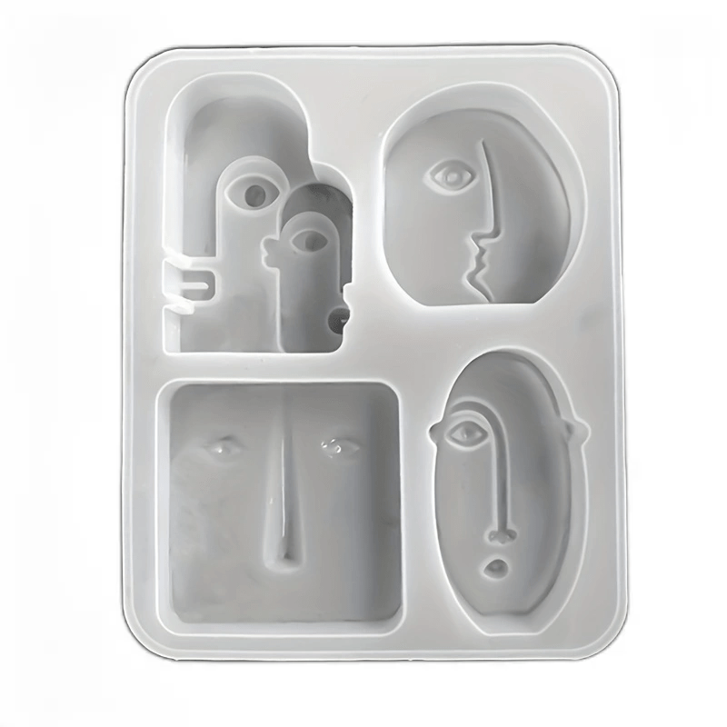 Abstract Face Silicone Mold 4pcs for Soap Candle Plaster Resin Pendant Gift