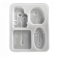 Abstract Face Silicone Mold 4pcs for Soap Candle Plaster Resin Pendant Gift