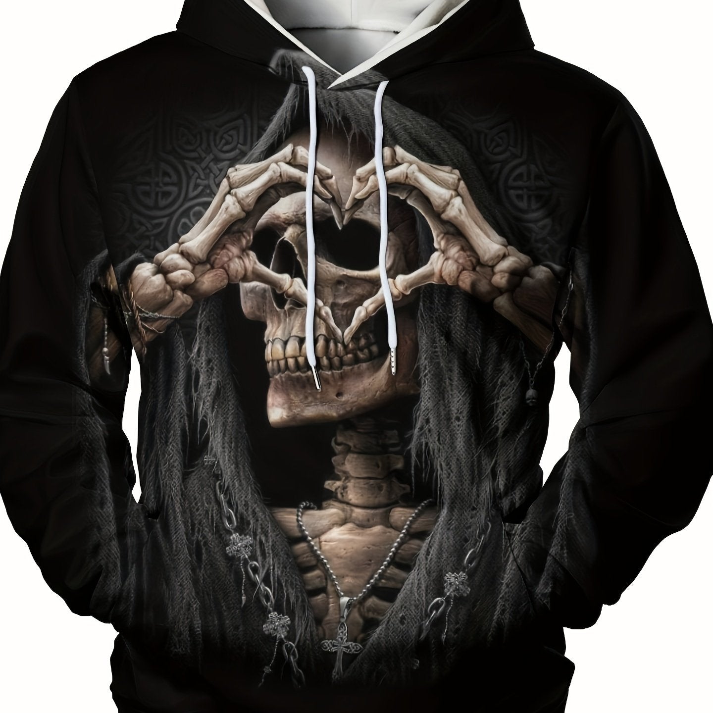 Skull Print Men's Hoodie & Sports Trousers Set