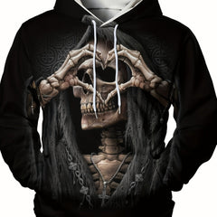 Skull Print Men's Hoodie & Sports Trousers Set