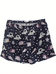 Sports Shorts Women's Heart Print Elastic Waist Loose Running Yoga Sho