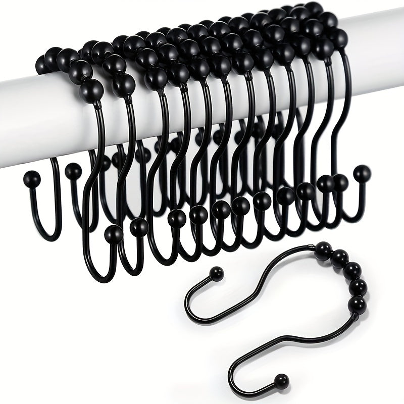 12pcs Shower Curtain Hooks Rust Resistant Shower Curtain Rings Anti Drop