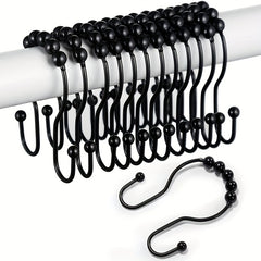 12pcs Shower Curtain Hooks Rust Resistant Shower Curtain Rings Anti Drop