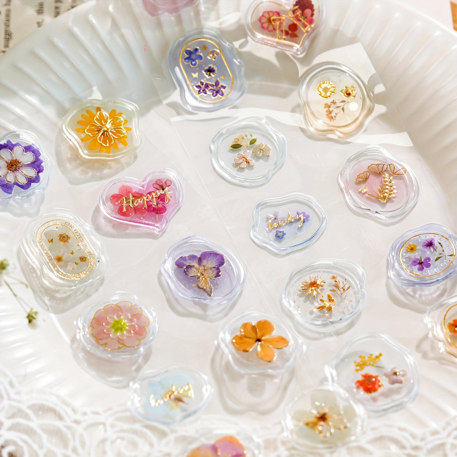 1pc Pack Stickers Dried Flowers Plant Book Series Decoration