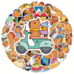 50pcs Cartoon Capybara Series Sticker Waterproof Decoration DIY Creative Sticker