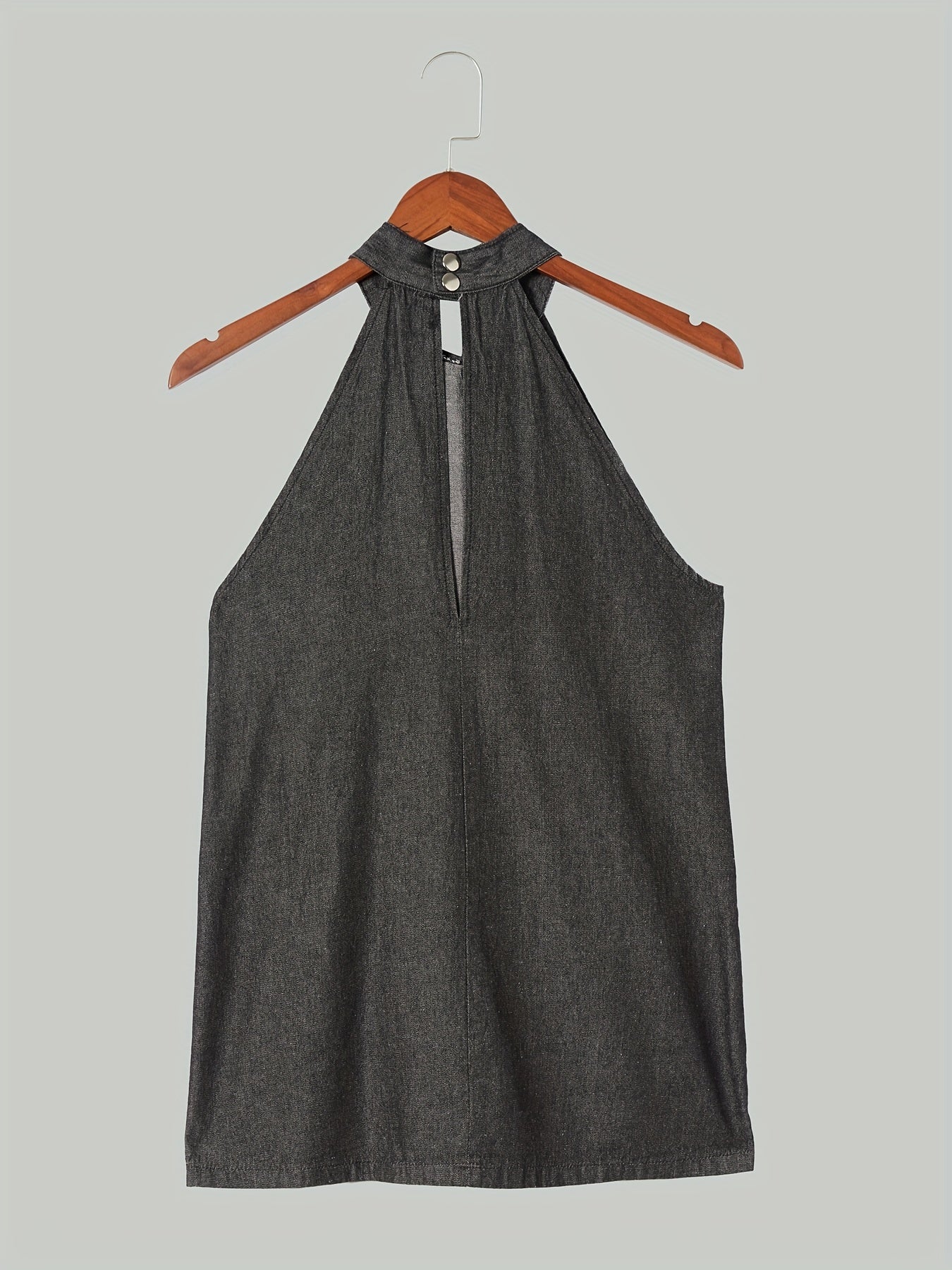 Tie Front Denim Top Cut Out Sleeveless Bow Tie Casual Denim Top