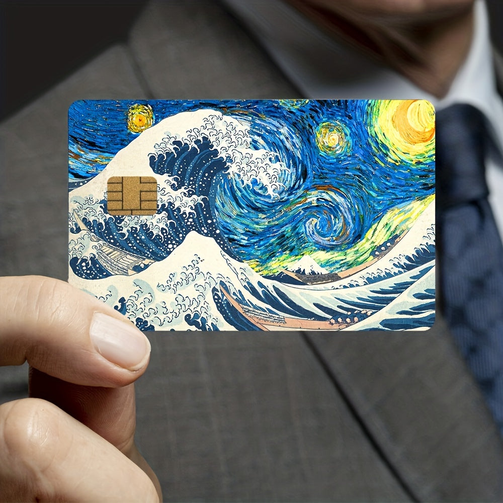 4pcs Credit Card Stickers Scratch Resistant Wave Card Protective Cover