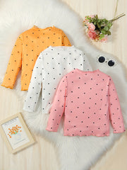 Kid's Mock Neck Long Sleeve Top Heart Allover Print Shirt