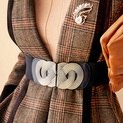 Vintage Elastic Wide Belt Women's Waist Cover for Down Jacket