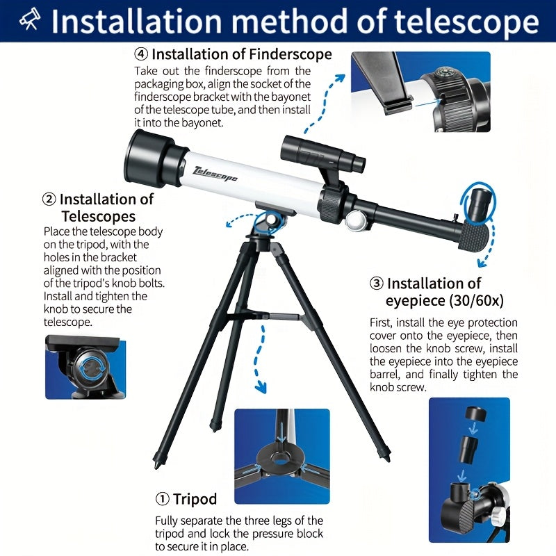 SCIENCEHORSE Telescope with Binoculars 30 60x Magnification Manual Focus