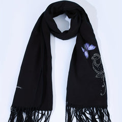 Butterfly & Rhinestone Flower Fringe Trim Scarf for Daily Decoration