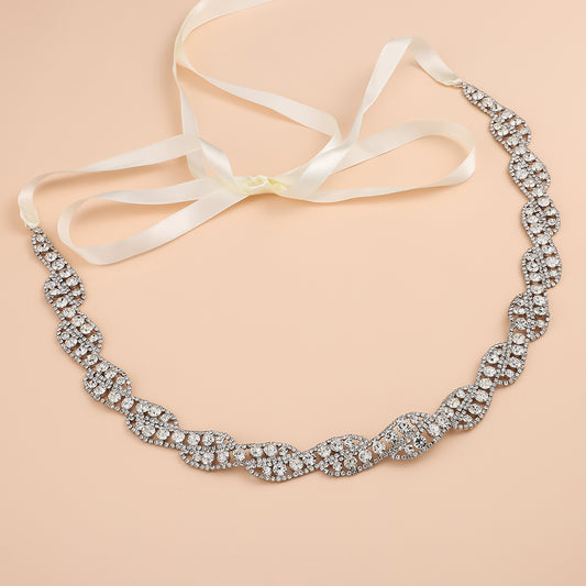 Rhinestone Bridal Belt Wedding Dress Waist Chain Sash Belt Handcrafted Wedding
