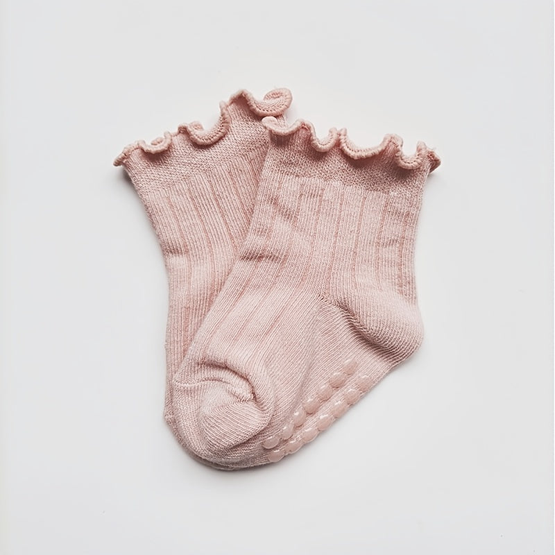 4 Pairs Non Slip Toddler Socks for Baby Girls