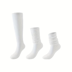 Solid Calf Socks Warm Knee High Women's Stockings