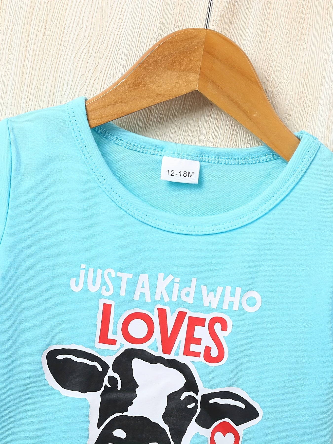 Baby Boys Cow Letter Print Short Sleeve Tee Top