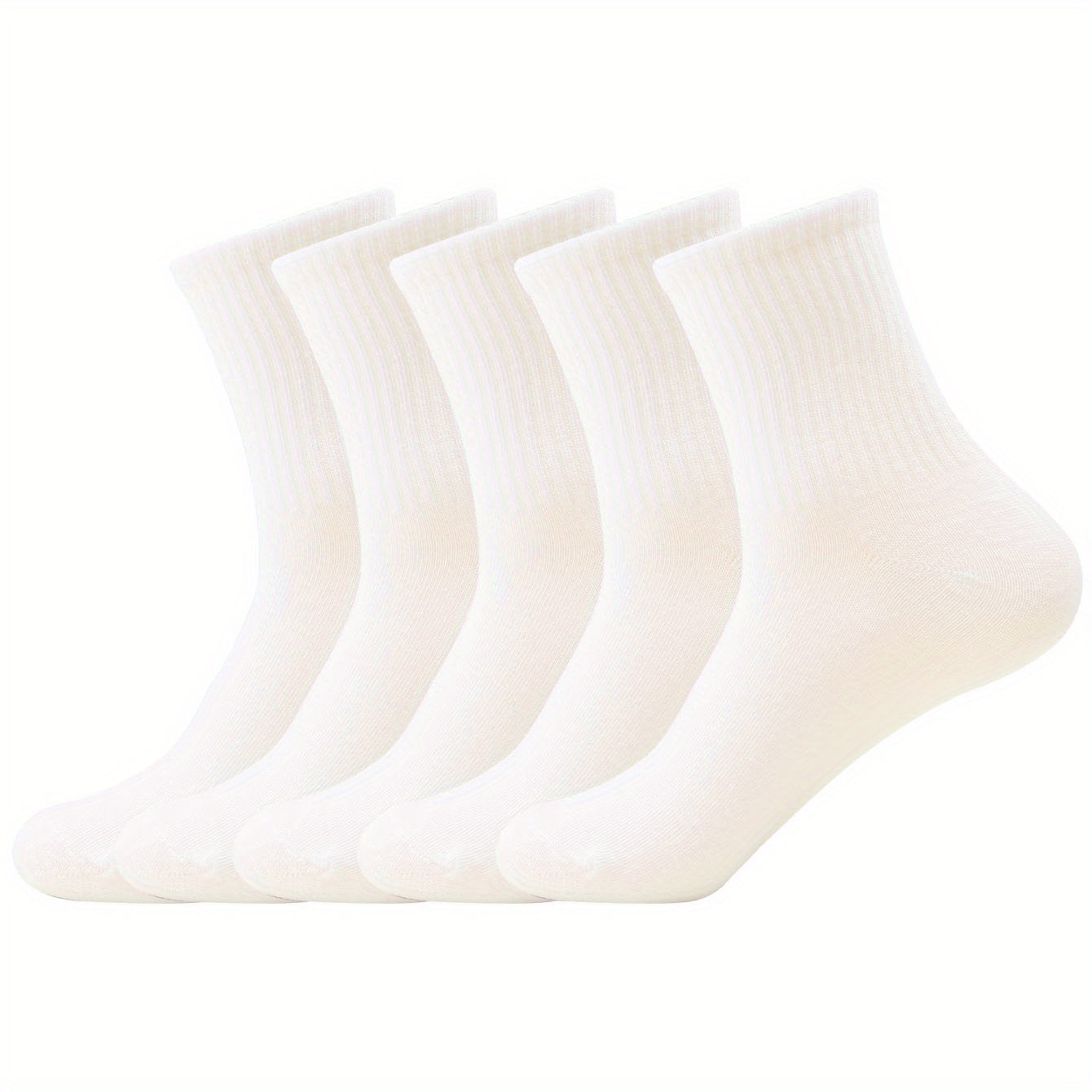 5 Pairs Crew Sports Socks Breathable Mid Tube Socks Women's Stockings