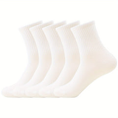 5 Pairs Crew Sports Socks Breathable Mid Tube Socks Women's Stockings