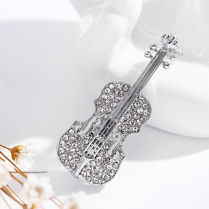 Violin Diamond Brooch For Girls Jewelry