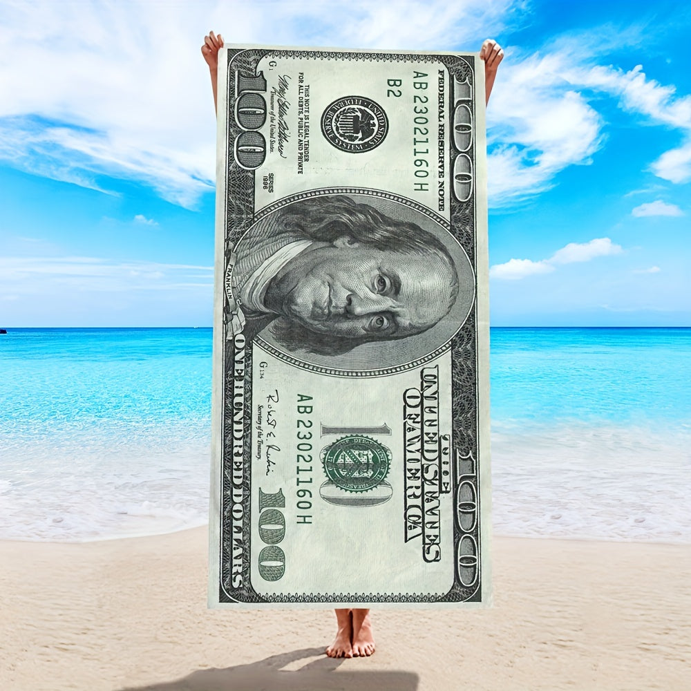 100 Dollar Bill Microfiber Beach Towel - Lightweight & Quick Drying