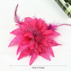 Feather Flower Hair Clips Purple Wedding Hair Accessories