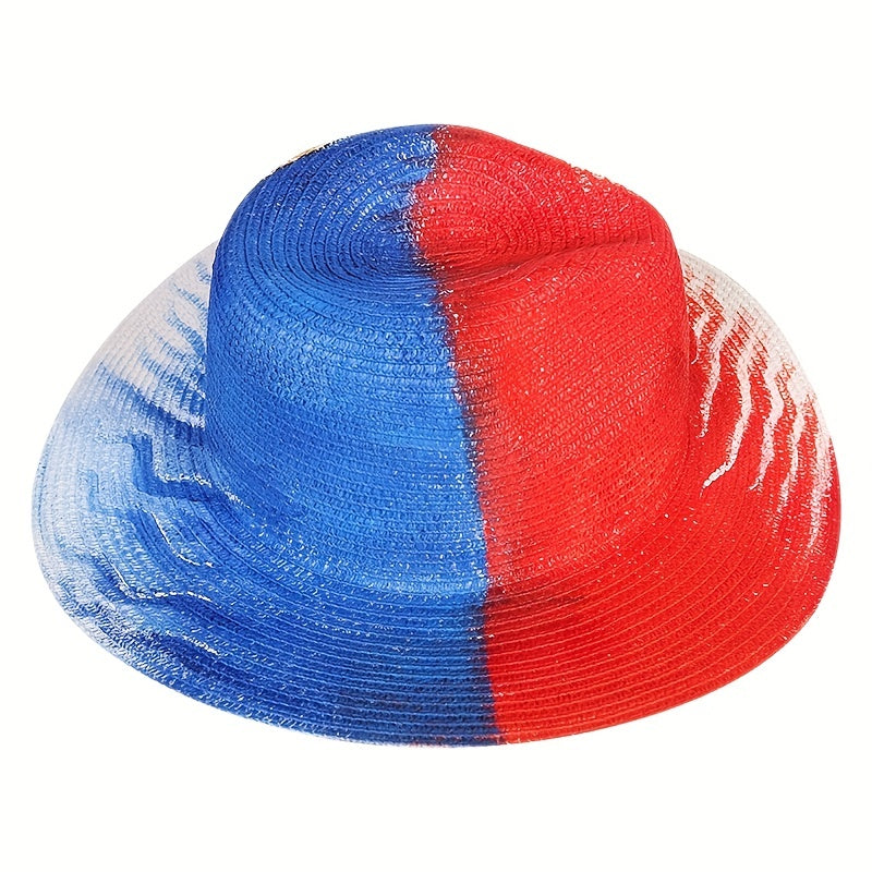 Eagle Hand Painted Straw Hat Red Sun Hat Outdoor UV Protection