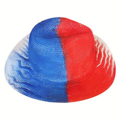 Eagle Hand Painted Straw Hat Red Sun Hat Outdoor UV Protection