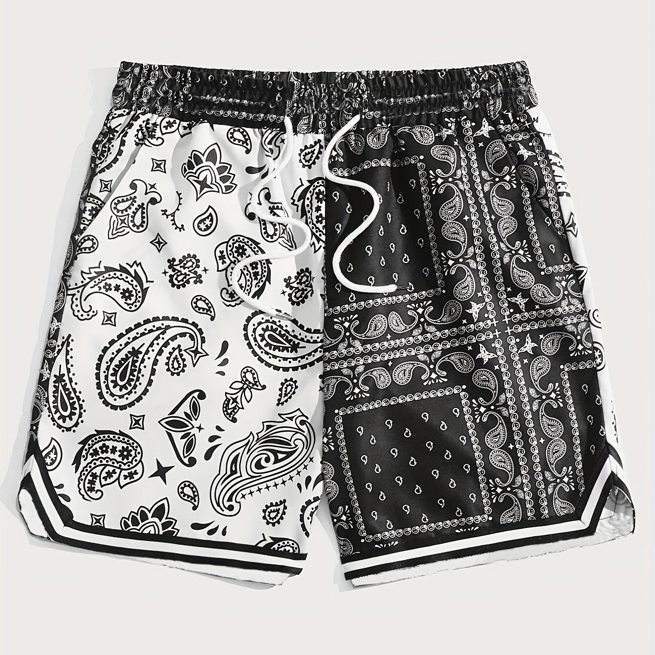 Paisley Pattern Shorts with Drawstring Waist for Men