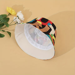 Letter Leaf Print Bucket Hat Classic Reversible Cartoon Basin Hat