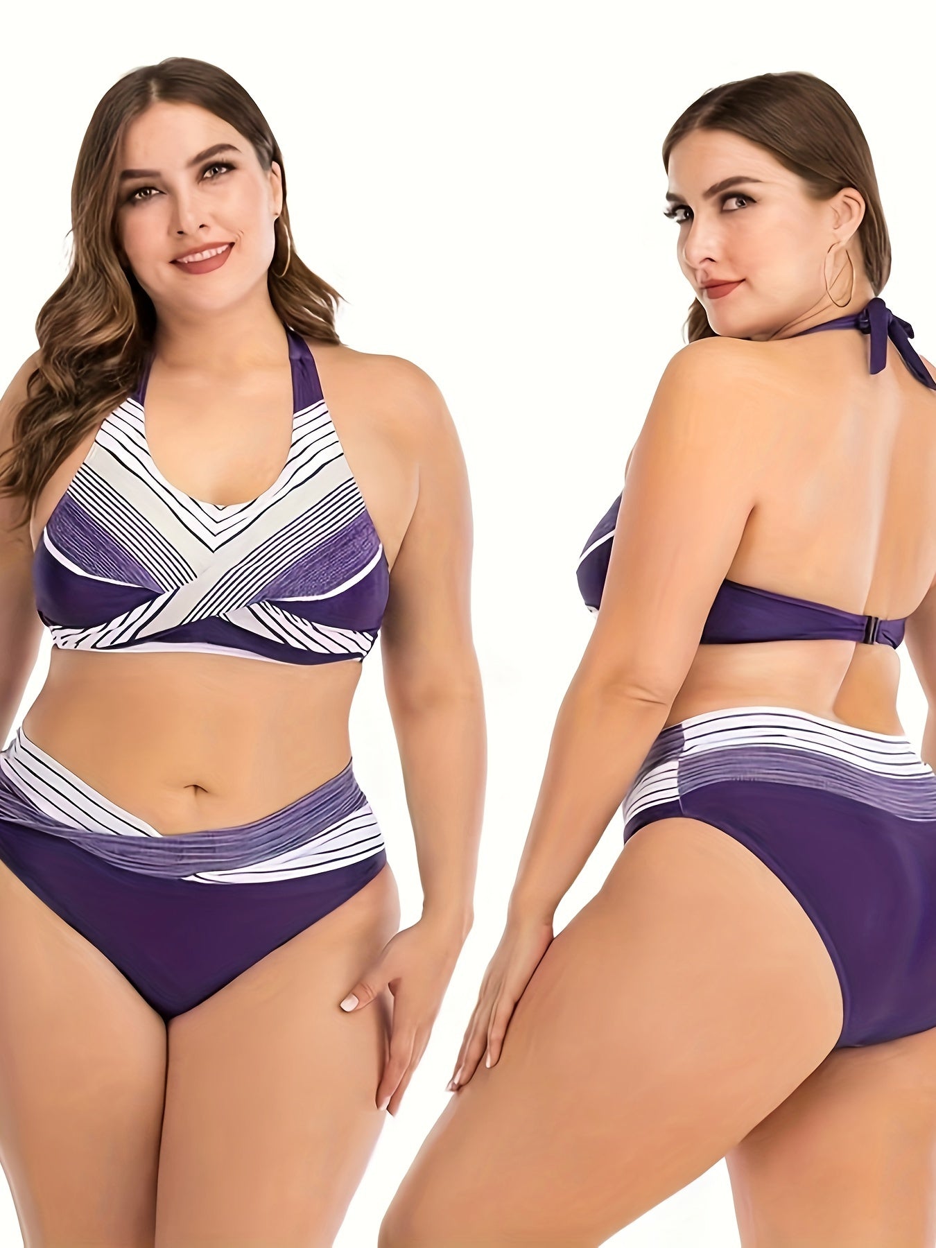 Striped Retro Bikini Set