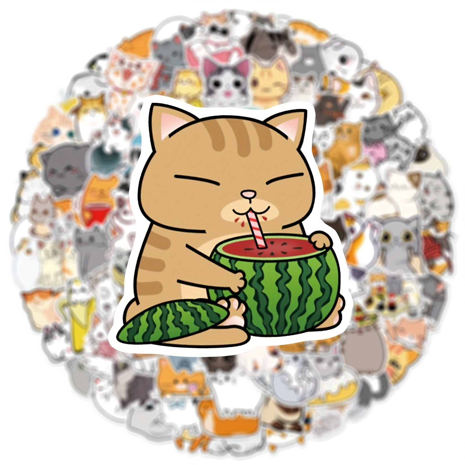 100pcs Cartoon Cat Stickers for Luggage Phone Case Helmet Skateboard