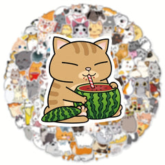 100pcs Cartoon Cat Stickers for Luggage Phone Case Helmet Skateboard