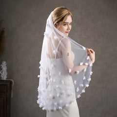3D Floral Bridal Veil with Accents