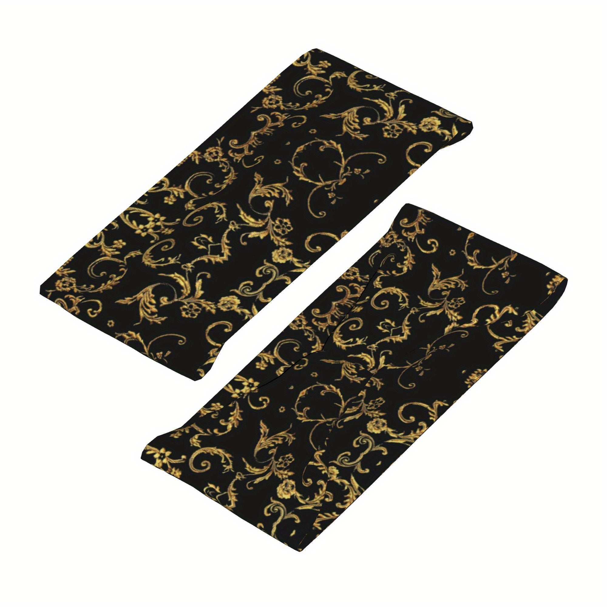 Golden Floral Pattern Sport Headband for Comfortable Wear