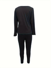 Solid Long Sleeve Top & Leggings Set