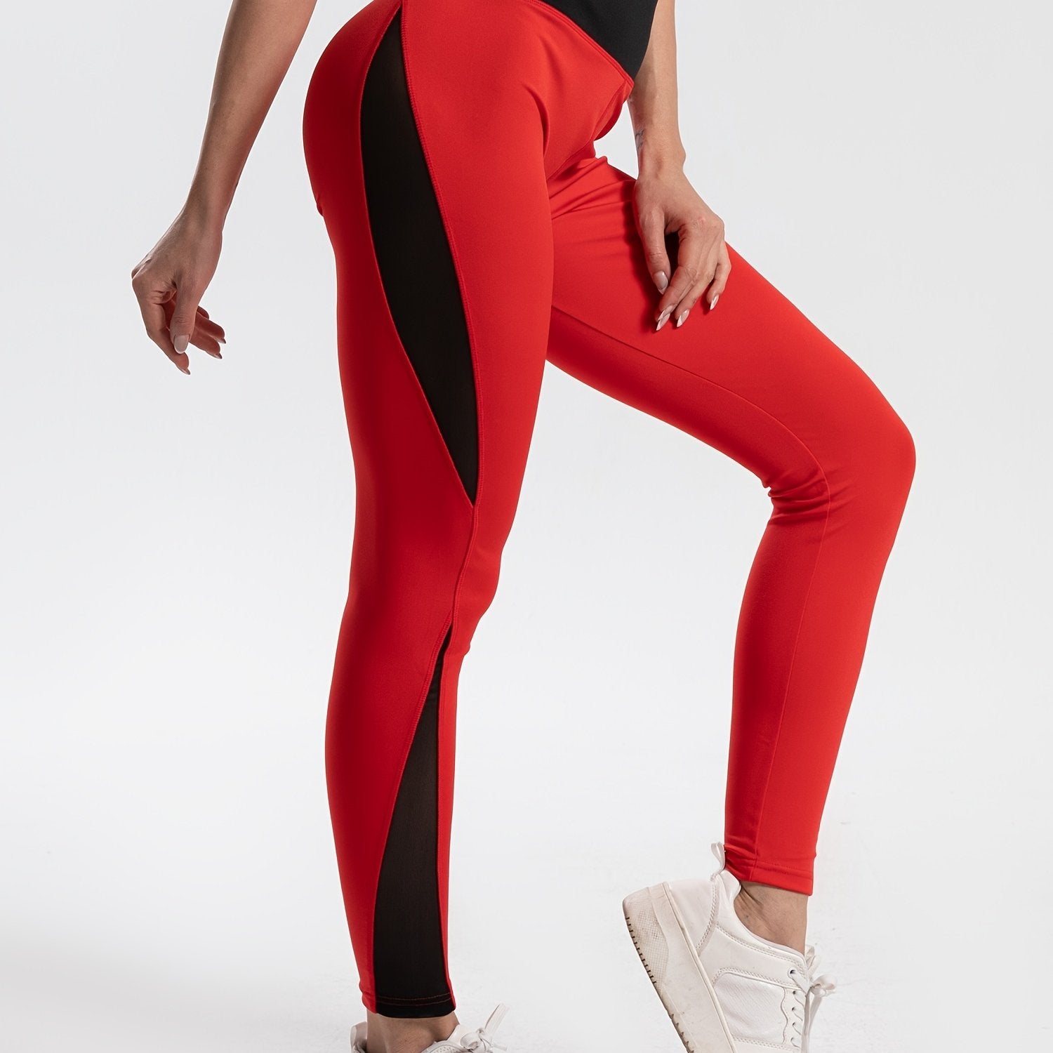 Colorblock Mesh Yoga Pants Stretchy Fitness Leggings