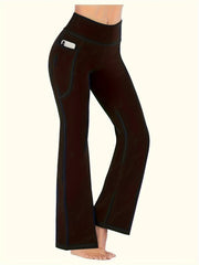 Women's High Waist Flare Leggings with Pockets