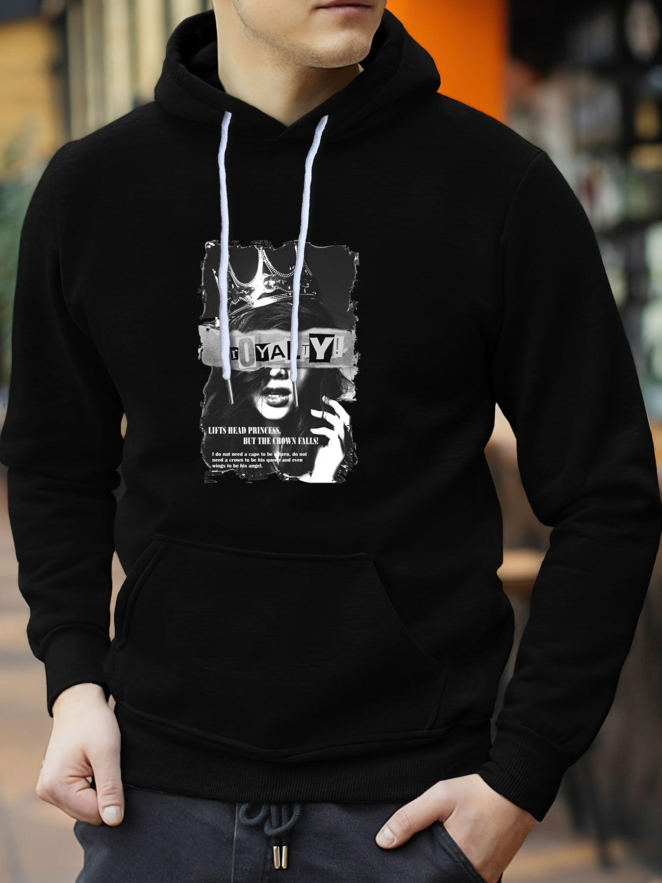 Crown Print Hoodie Men's Graphic Pullover Sweatshirt