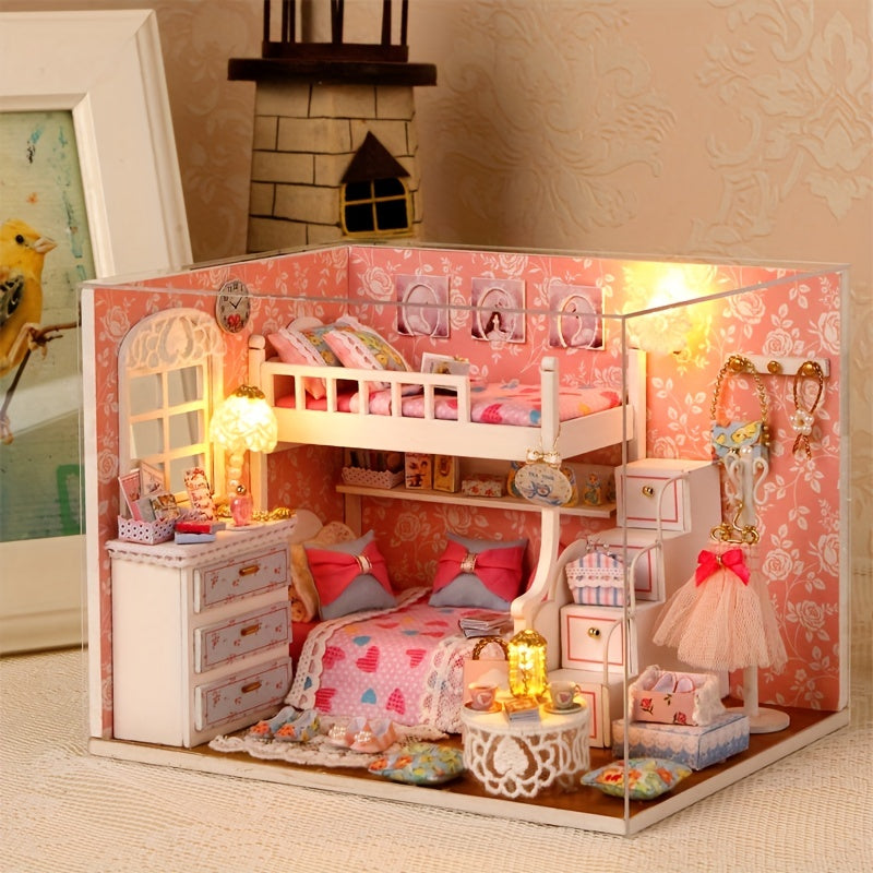 Girl Room Bedroom Decoration Home Accessories Assembly Puzzle Doll House Set