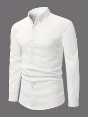 Men's Classic Long Sleeve Shirt with Chest Pocket