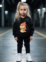 Cartoon Mole Print Hoodies Pants Set For Kids Spring Fall Sports