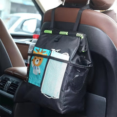 Car Trash Bag With Mesh Pockets Waterproof Storage Bag